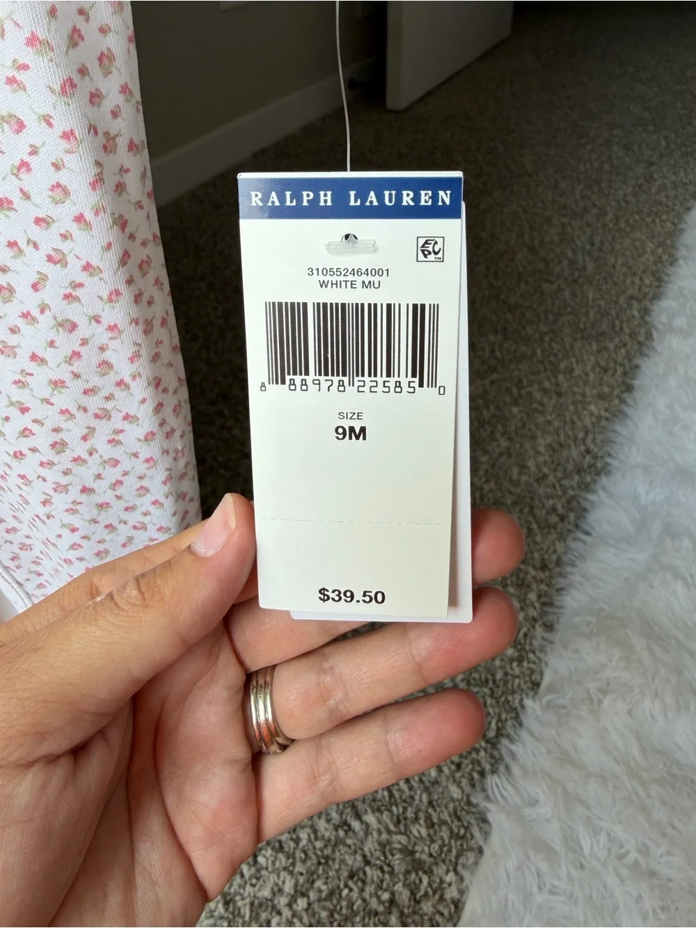 Ralph Lauren White Footed One-Piece with Pink Floral Print